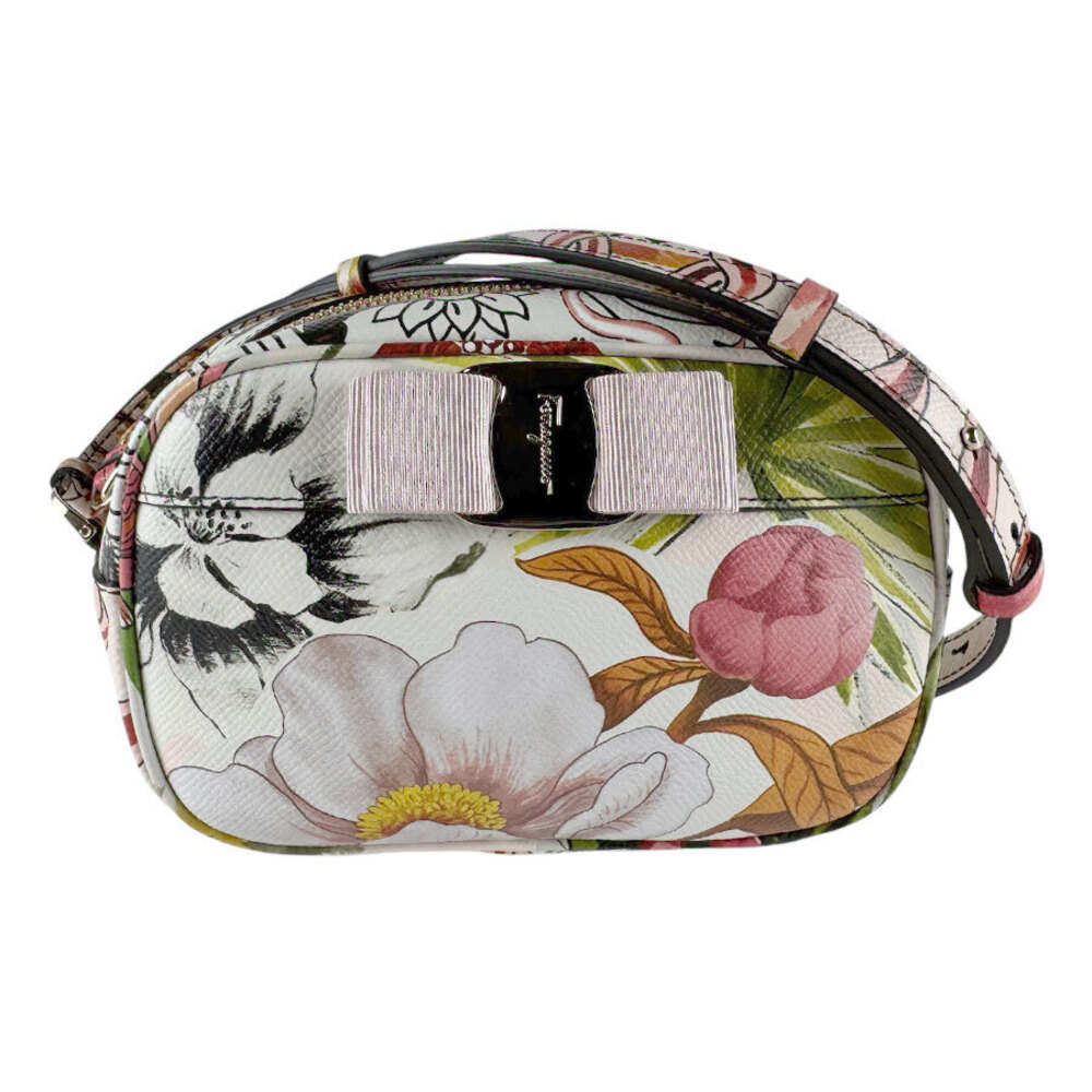 Salvatore Ferragamo shoulder bag Vara ribbon leather white multicolor